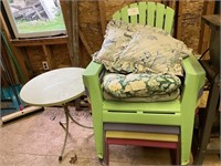 4 plush colored adirondack style pvc chairs