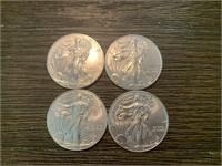 (4) 2015 Silver Dollars