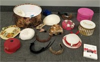 Group of mid-century ladies hats with some hat