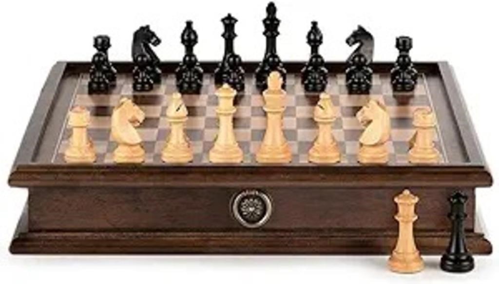 A&a 15 Inch Solid Wood Chess Set W/dual-sided