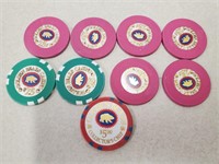 9 Golden Bear Casino Chips, 39mm Chips