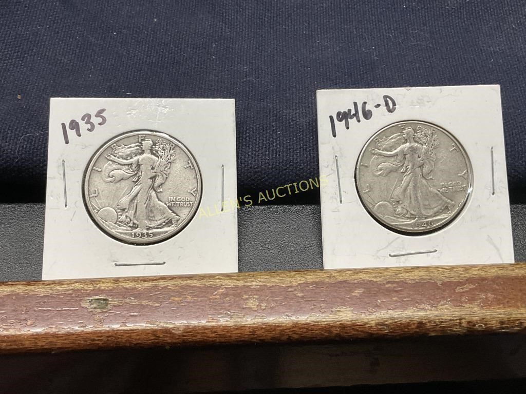 1935 AND 1946D WALKING LIBERTY HALF DOLLARS
