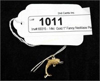 14kt  Gold 1" Fancy Necklace Pendant Charm