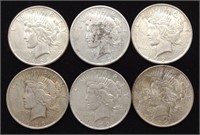 (6) 1923 Peace Dollar Coins (incl. 1 "S")