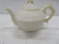 Belleek tea pot, 9 1/2" long x 5 1/2" tall, good