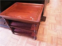 Mahogany end table with two undershelves,