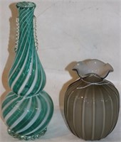 2 20TH C. BLOWN GLASS VASES TO INCL 6 1/4" CASED