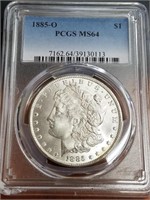 1885-O Morgan Silver Dollar PCGS MS64