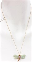 Jewelry 10K Gold Jade Amethyst Pendant Necklace