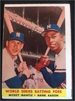 1958 Topps #418 Mickey Mantle Hank Aaron World Ser