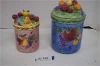 Two Colorful Fruit Theme Canisters