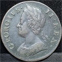 1746 GB George II Half Penny, Nice Coin