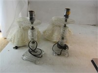2) Pressed Glass Bedside Lamps