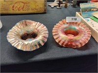 2 Carnival glass dishes