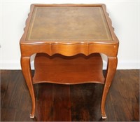 Vintage Leather Top End table Fruit Wood