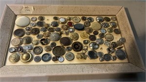 Framed Collection of Vintage Buttons