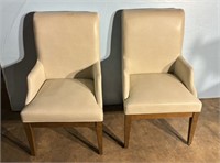 Pair of White Vinyl Arm Chairs