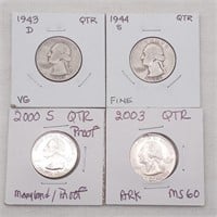 1944S, 1943D, 2003, 2000S Proof Quarters