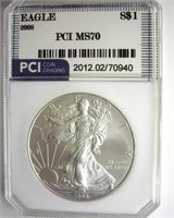 2008 Silver Eagle PCI MS70
