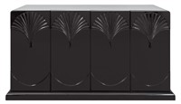 Art Deco Style Black Lacquer Four Door Cabinet
