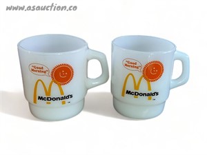 Vintage Glass McDonakds Good Morning Mug Set of 2