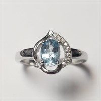 $200 Silver Blue Topaz(1ct) Ring