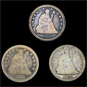[3] Seated Lib Quarters [1862, 1875, 1876-S]