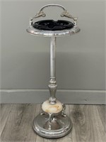 Chrome Art Deco Standing Ashtray w/ Marble