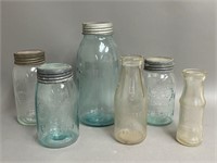 Collection of Canning Jars and Milk Bottles