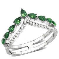 Chevron 1.24ct Emerald & White Topaz Ring
