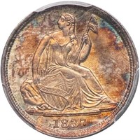 H10C 1837 NO STARS, SMALL DATE. PCGS MS64 CAC