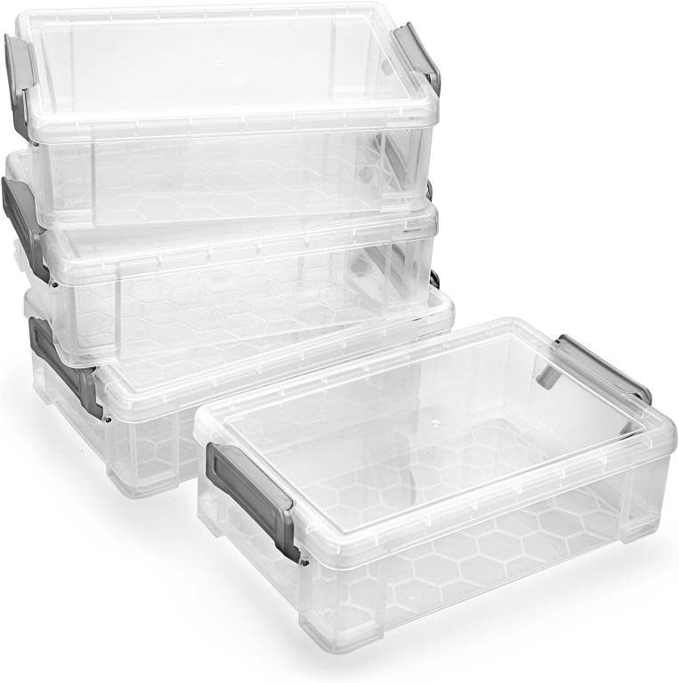 4 Pack Extra Large Capacity Plastic Pencil Boxes