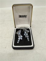 vintage blue rhinestone clip-on earrings