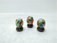 3 hand painted marble eggs