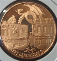 1 oz fine copper coin Happy laborless Day