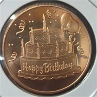 1 oz fine copper coin Happy birthday