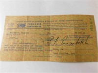 US Military shoe purchase certificate