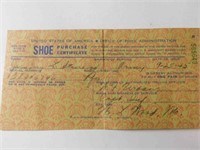 US Military shoe purchase certificate