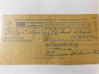 US Military shoe purchase certificate