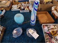 4 pieces of blue, includes tall vase