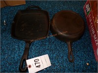 Square unmarked cast iron, 9 inch cast iron pan