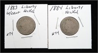 x2- Liberty Head nickels: 1883, 1884 -x2 nickels