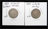 Lot, 2 Liberty Head nickels: 1883 and partial date