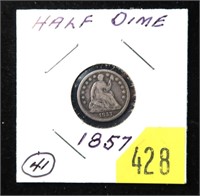 1857 Seated Liberty half dime