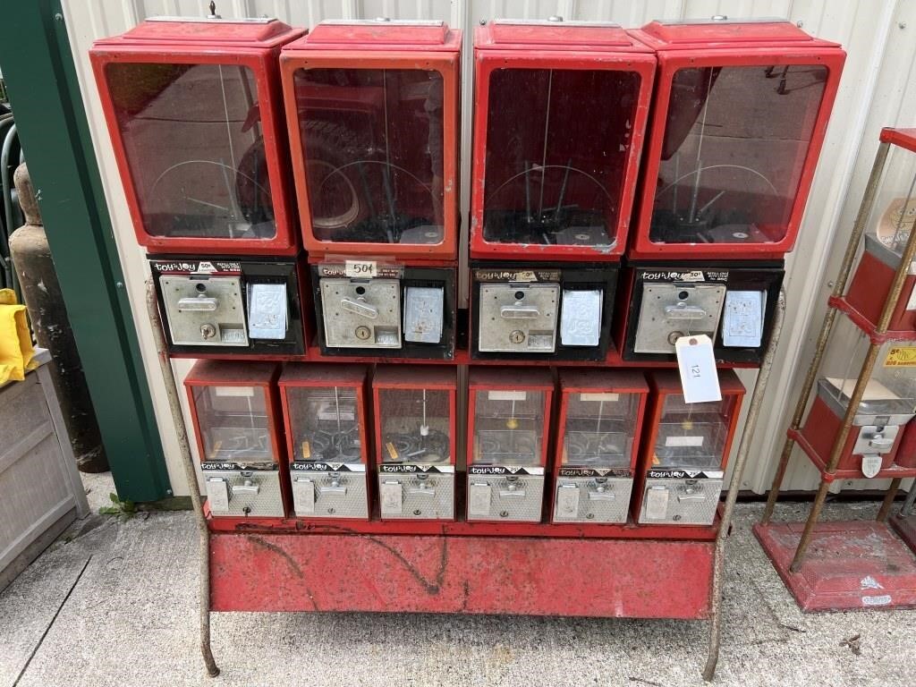 TOY  & JOY COIN OP VENDING MACHINES WITH STAND