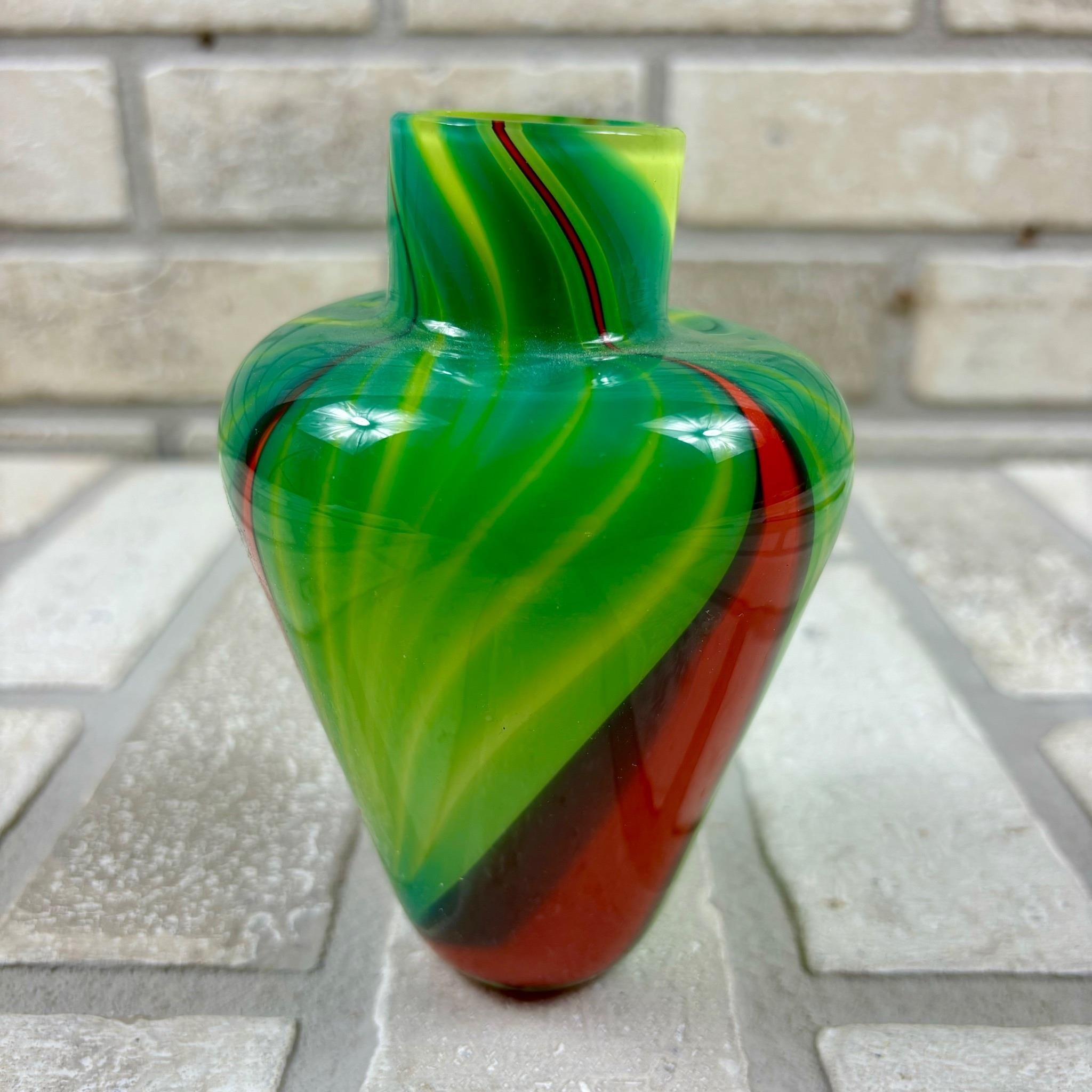 Multicolored Glass Vase, Artist Signed