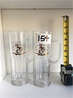 Pair Of Glass Tankard Military Beer Mugs 226