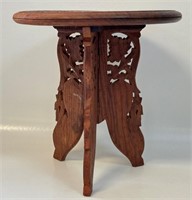 NICE VINTAGE CARVED PLANT STAND W BRASS INLAY