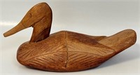 NICE VINTAGE HAND CARVED DUCK DECOY W ETCHED