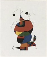 Abstract Color Miro Print in Unusual Frame.